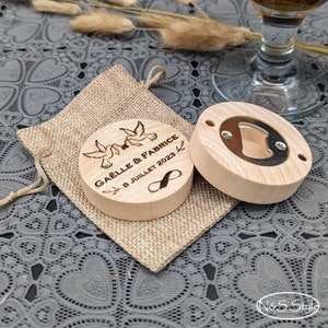 Personalized wooden bottle opener for wedding baptism communion guest gift