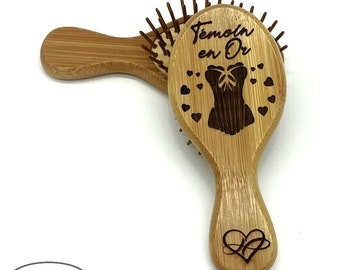 Brosse en bois de bambou personnalisée pour cadeau anniversaire mariage Evjf