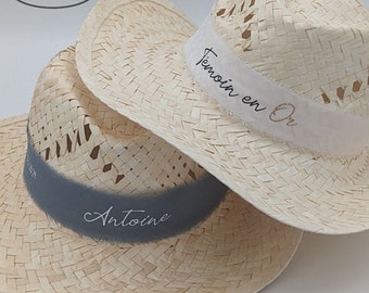 Chapeau de paille personnalisé pour vos fêtes, votre mariage, en cadeau d'invité ou evjf, evg