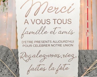 Panneau de remerciement en bois pour mariage noce anniversaire retraite fête