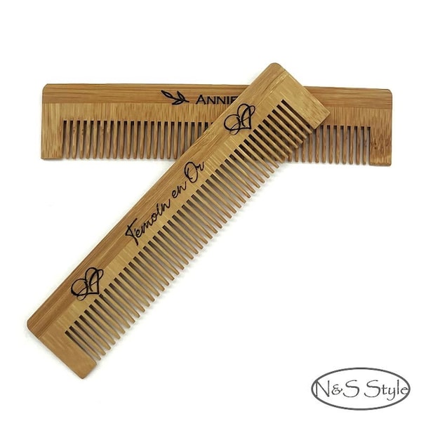 Peigne en bois de bambou personnalisée pour cadeau anniversaire mariage Evjf