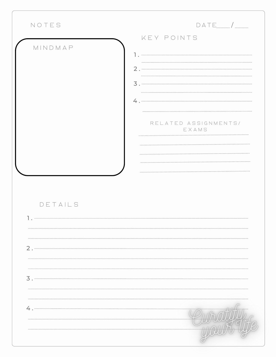 Study Notes Template for Digital Note Taking - Etsy