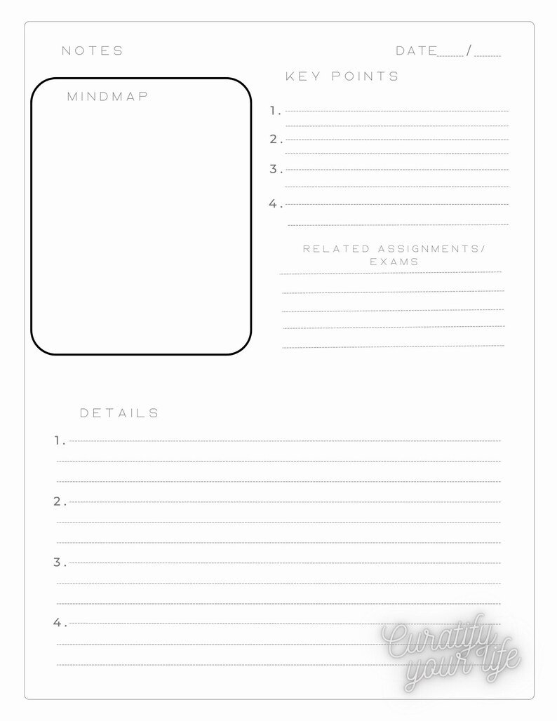 Study Notes Template for Digital Note Taking - Etsy