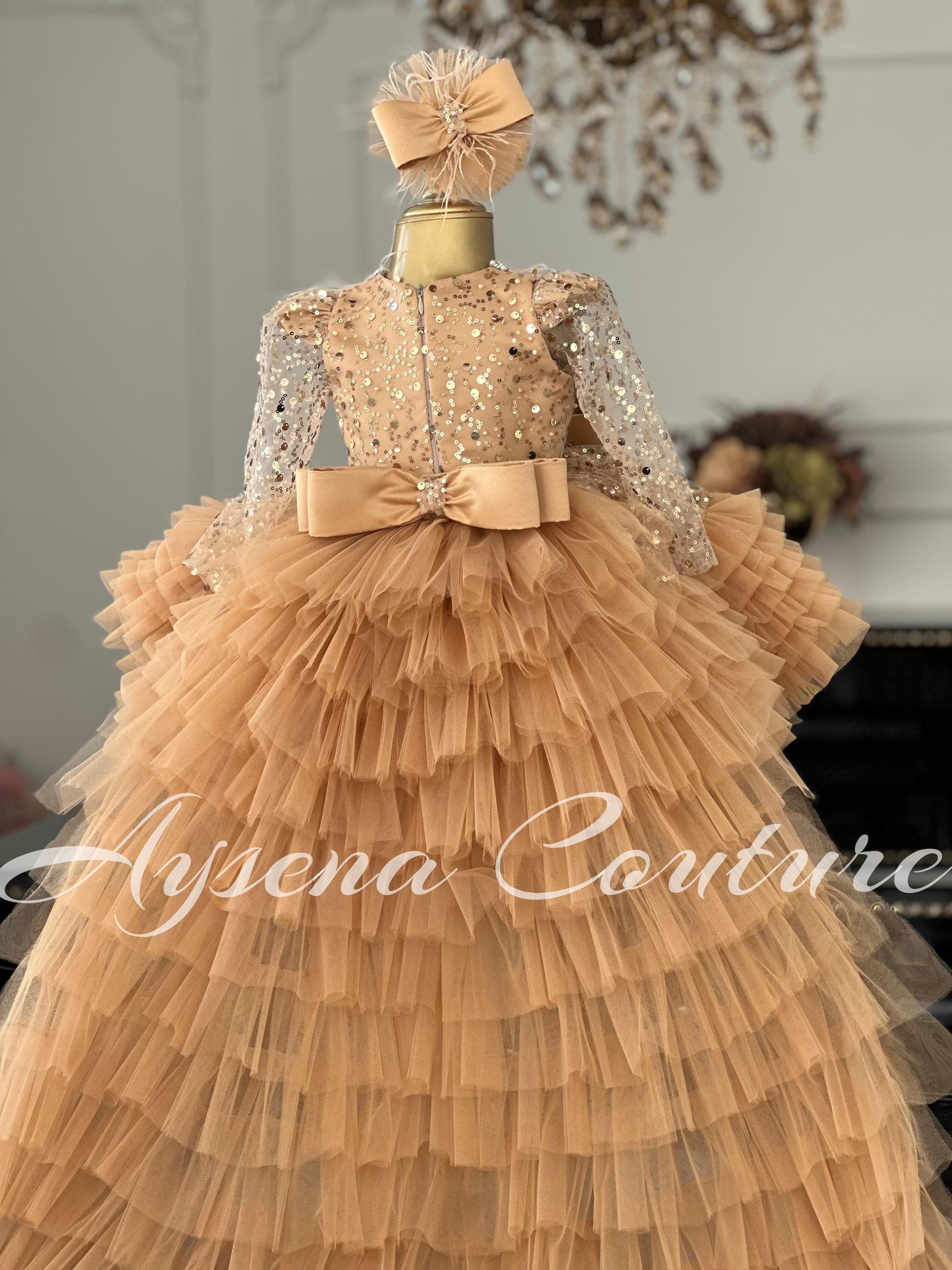 Girls Princess Gold Sequin Dress, Tulle Flower Girl Dress, Girls Pageant Dress, Perfect For Special Occasions, Elegant Flower Girls Dress Girls Princess Gold Sequin Dress, Tulle Flower Girl Dress, Girls Pageant Dress, Perfect For Special Occasions, Elegant Flower Girls Dress