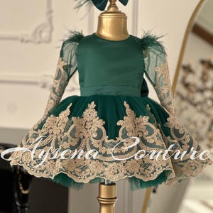 Green Satin Dress  For Toddlers, Green Tutu Dress For Special Occasions,  Flower Girl Dress with Lace, Green Tutu Dress Perceft For Toddlers