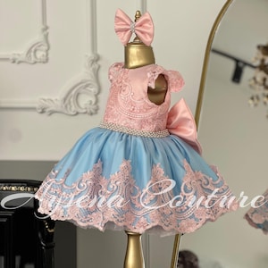 Embroidered Girls Dress, Wedding Lace Dress For Girls, Perfect For First Birtdays, Embroidery Lace Dress For Toddlers, Toddlers Tutu Dress