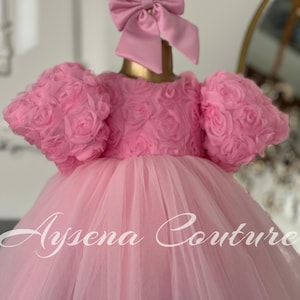 Pink Flower Girl Dress, Pink Tutu Dress Perceft Special Occasions, Birthday Dress, Girls Luxury Party Dress,Occasion Outfit, Toddler Dress