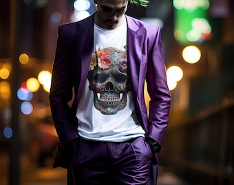 T-shirt crâne de fleur, T-shirt Bloom, col d’équipage squelette de crâne de fleur, crâne d’Halloween de crâne de squelette, T-shirt unisexe Whimsigoth