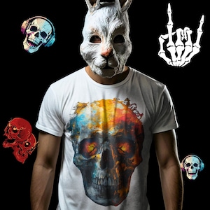 Skull T-Shirt, colorful Skull shirt, Skeleton Crewneck, Skeleton Halloween, Skull Unisex T-Shirt