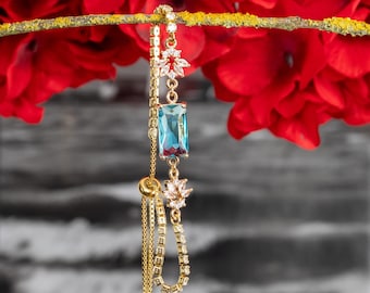 Set pulsera vintage con pendientes largos Pulsera nupcial Conjunto de joyas de boda Regalos de dama de honor Pulseras minimalistas Pendientes de perlas de agua dulce
