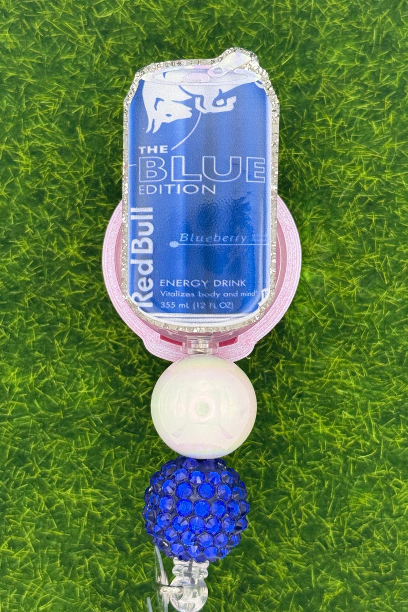 Energy drink-badge reel-lanyard-nurse-teacher image 1