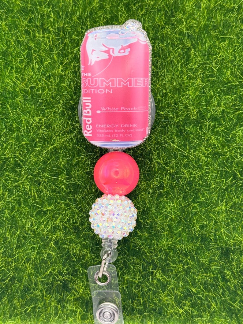 Energy drink-badge reel-lanyard-nurse-teacher image 3