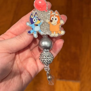 Blue dog-keepy uppy-nurse-teacher-badge reel-lanyard-
