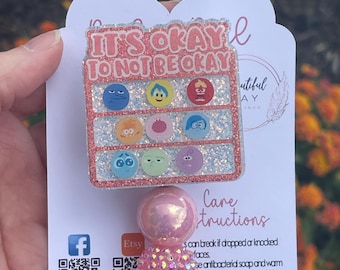 It’s ok-pink-emotions-nurse-teacher-badge reel-lanyard-