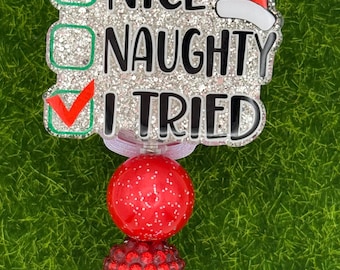 Christmas checklist-funny-naughty-nice-I tried -nurse-teacher-badge reel-lanyard-Christmas