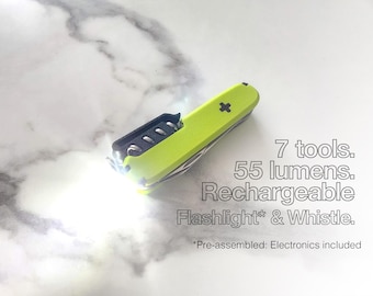 Linterna/silbato Victorinox de 91 mm, escala de 7 herramientas para navaja suiza - Preensamblada con componentes electrónicos