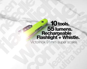 Victorinox 91mm Flashlight / Whistle 10 Tool Super Scale for Swiss Army Knife