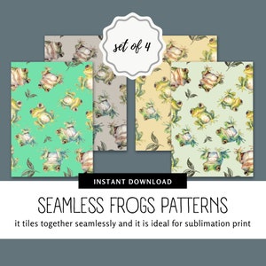Frosch Muster, Frosch Kunstdruck Png, Digitales Papier, Nahtlose Muster Frosch druckbar, Sublimationsdesign Mit Fröschen