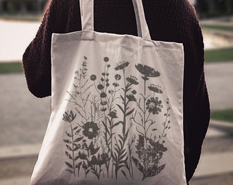 Wild Flowers Shopping Tote Bag Design, Tote Bag PNG, Bag Quotes, Bag Sayings png, Tote Bag Image for Print on Demand, Funny Bag png