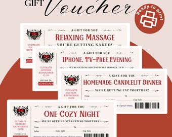 Printable Coupons, Valentine's Love Coupons, Anniversary Gift, Wedding Vouchers, Love Coupons Printable, Gift Certificates For Couples