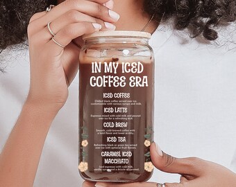 In My Iced Coffee Era Png, 16oz Frosted Glass, Libbey Coffee Can Wrap, 16oz Glass Can Png, 16oz Libbey Can Png, Can Glass Wrap