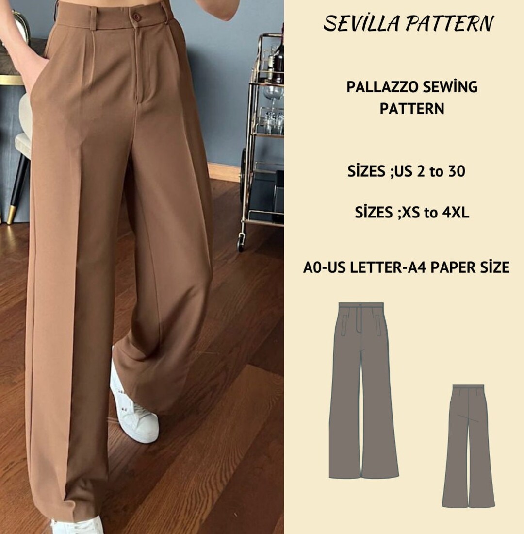 Palazzo Pleated High Waist Sewing Pattern Trousers Sewing - Etsy