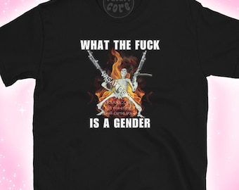 WTF IST ein GENDER lustiger Stolz, nb T-Shirt Trans, nicht binäre Flagge Schädel schwermetall inspiriert, aggressiver Stolz Merch, alternder Queer Genderqueer