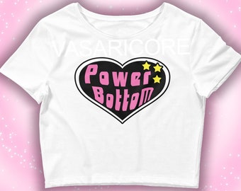 POWER BOTTOM abgeschnittenes Hemd, Gay-T-Shirt, Pride Ikone, Slogan-T-Shirt, Trans ftm, Schlüsselanhänger, y2k Crop-Top-Baby-T-Shirt Anfang der 2000er Jahre, Twink, Queer-Mode