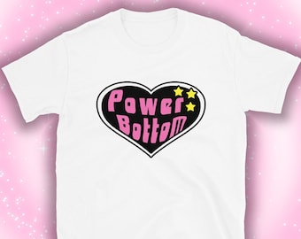 POWER BOTTOM Unisex-T-Shirt, Gay-T-Shirt, Pride ikonisch, Slogan-T-Shirt, Trans ftm, Schlüsselanhänger, y2k T-Shirt Anfang der 2000er Jahre, Twink, Queer-Mode