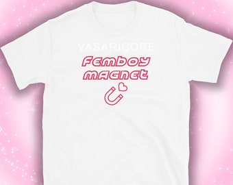 FEMBOY MAGNET Unisex T-Shirt Femboy tomboy Astolfo cosplay, cat ears, thigh high, collar,pride tshirt, queer shirt, bisexual pride, egirl