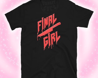 FINAL GIRL || Kortärmad T-shirt, skräckspel, filmfan, spökmask, slasherfilmaffisch, pin, skräckpresenter, cosplay, goth-läsk