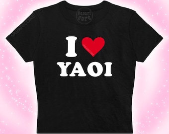 I HEART YAOI abgeschnitten Baby T-Shirt witzig lustig bi bl Anime Cosplay jayvik yuri Cosplay Perücke trans toxic Fanfic Fanfisch Fanfic