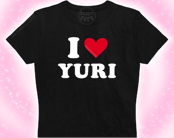 YURI I HEART YURI Baby Tshirt lustige lustige Lesben Babies Crop Top Anime Cosplay Yuri Cosplay Perücke Trans Toxisch Fanfic Fanfisch Fanfic