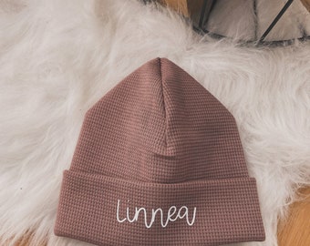 Personalized waffle pique beanie