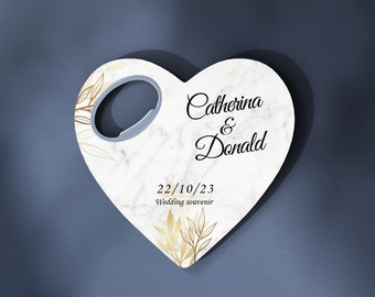 Customizable Wedding Favor, Wedding Gift, Special Gift for Wedding Guests, Heart Magnetic Bottle Opener