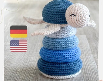 Tour à empiler Sammy la tortue - Modèle au crochet | Allemand et anglais