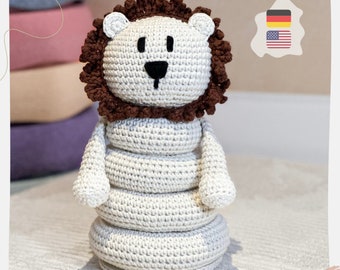 Tour à empiler Léo le lion - patron au crochet | Allemand Anglais