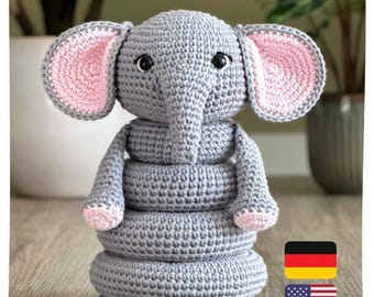 Stacking Toy Ella the Elephant - Crochet Pattern | German & English