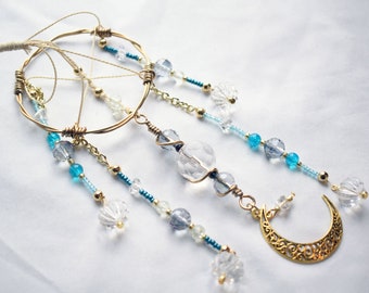 Crystal Moon Suncatcher: Handmade Prism Window Decor