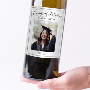 Wine Label, Champagne Label, Minimalist Graduation Gift, Custom Wine Label, Personalized Gift, Wine Gift Label