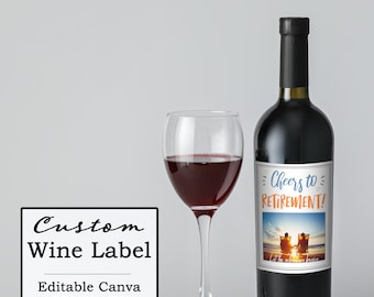 Etiquette de vin de retraite personnalisée : modèle Canva modifiable (téléchargement numérique)