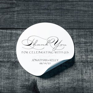 Wedding Favor Sticker, Thank You for Celebrating With Us,, Personalized Waterproof Label, Snack Bag Sweets Stickers, Bridal Baby Shower