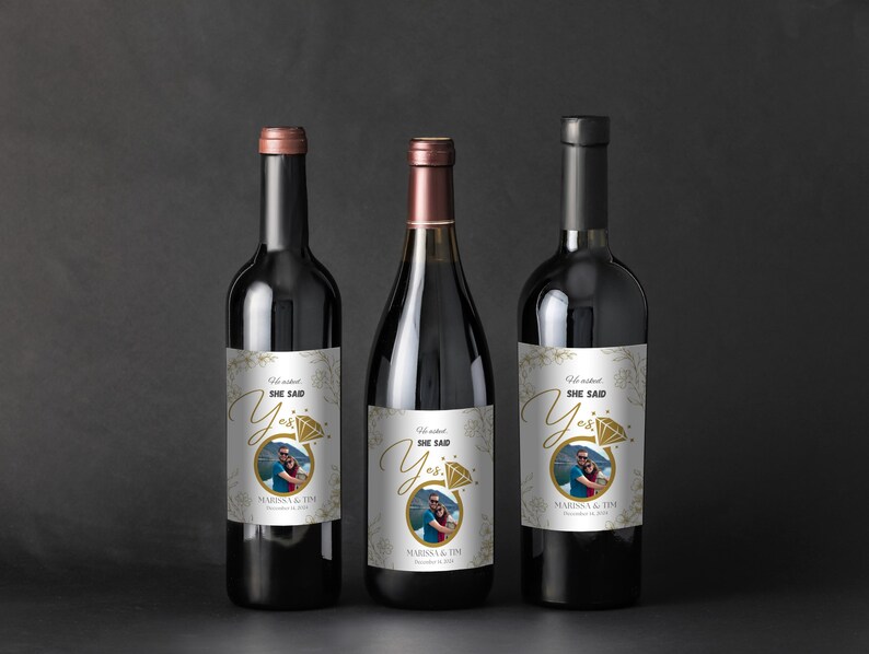 Custom Engagement Wine Label: He Asked, She Said Yes - Etsy
