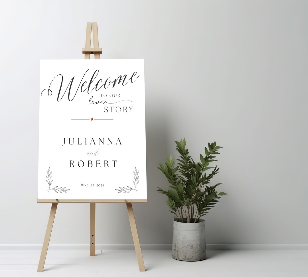 Modern Wedding Welcome Sign Template: Minimalist, Editable in Canva ...