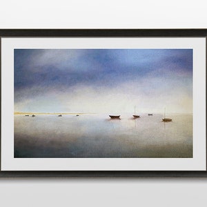 Decorazione da parete costiera, opera d'arte a tema nautico con barche a vela, spettacolare vista sul mare, sopra la decorazione della parete del letto, arte artistica per la casa al mare