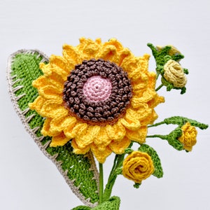 Gehaakt zonnebloemboeket, handgemaakt cadeau voor moeder, vriendin, oma, oma, vrouw, prachtig uniek interieur, Forever Flowers