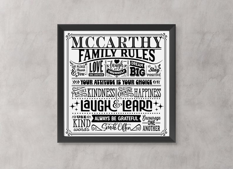 Custom Family Rules Wall Decor, Farmhouse Home Decor, Personalized ...