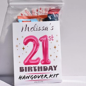 Custom 21st Birthday Hangover Kit Sticker Label (Digital Download)