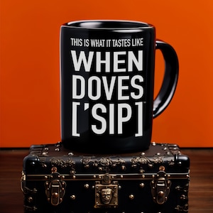 When Doves Sip Lyric Mug - Unique Music Lover Black & White Coffee Cup, Black, 15oz Options, by [&#39;SIPPERS]
