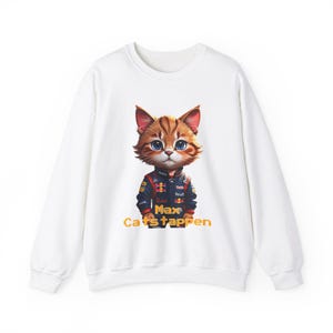 Funny Max Verstappen cat sweater, Red Bull Racing, Formula 1 Gift, Racing Fan Apparel, Motorsport Crewneck Sweatshirt